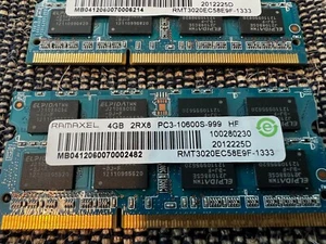 Lot of two Ramaxel 4GB (2x2GB) 2RX8 PC3-10600S-999 HF Memory Used - Picture 1 of 2