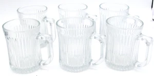 Vintage Gibson Royal Crest Glass Mug Handle Starburst Bottom Set 6 Tea Coffee - Picture 1 of 6
