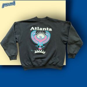 Vtg  Atlanta Sweatshirt XL Black Crewneck Hanes ATL Logo 90s Phoenix