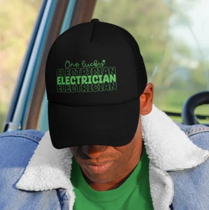 Sombrero de camionero One Lucky Electrician St Patricks Day Richardson 112 espalda a presión - Imagen 1 de 2