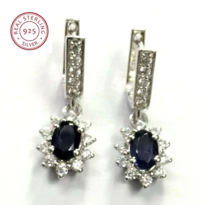 PENDIENTES ÚNICOS DE PLATA DE LEY 925 chapados en rodio IOLITA NATURAL Foto 1 de 2