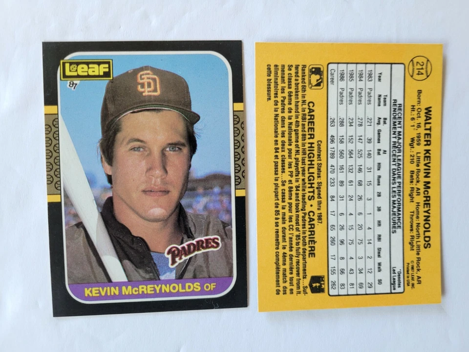 KEVIN McREYNOLDS CARDS Your Pick TOPPS Fleer Donruss Leaf 1985 Rookie -1993 Mets - Image 1 of 1
