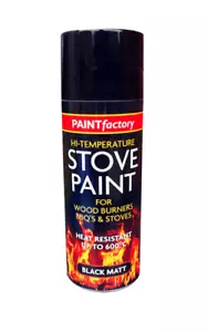 Stove Spray Paint Heat Resistant Matt Black High Temperature Paint 400ml - Picture 1 of 2