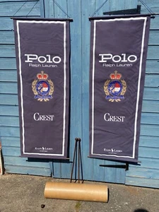 Vintage Polo Crest Ralph Lauren Werbebanner Paris hängendes Paar 46 x 123 cm - Bild 1 von 24