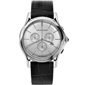 Emporio Armani Silver Dial Chronograph Leather Strap Men’s Watch - ARS4002 - Picture 1 of 2