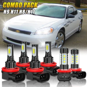 6x 6000K LED Headlight High Low +Fog Bulbs Combo For Chevy Monte Carlo 2006 2007 - Picture 1 of 17