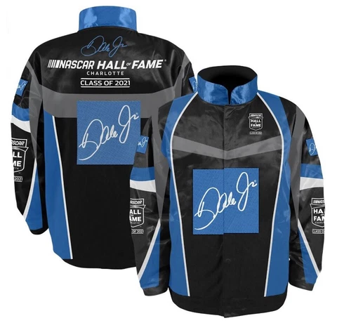 2021 Dale Earnhardt Jr NASCAR Hall Of Fame Nylon Uniform Jacket Mens Large Cover
