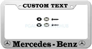 License Plate Frame Stainless Steel Chrome Plated Vinyl Lettering for Mercedes - Picture 1 of 3