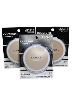 3 Pack Covergirl TruBlend Mineral Pressed Powder L5-6-7 Translucent Light 11g - Image 1 of 3