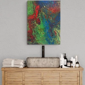 Kunstwerk Moderne Kunst Abstrakt Art Fluid Art Original Leinwand Pouring 30x40cm - Bild 1 von 3