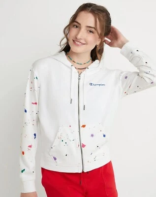Champion Sudadera con Capucha Cremallera Completa Para Mujer Campus Terry Francés Pintura Salpicaduras Estampado Gris Foto 1 de 4
