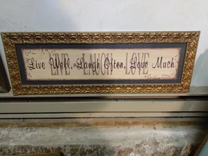 Vintage Motto Sign Live Well Laugh Often Love Much Live Laugh Love Renate... - Picture 1 of 8