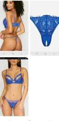 Ann Summers Fiercely Sexy  Blue Crotchless  Thong 14 - Image 1 of 3