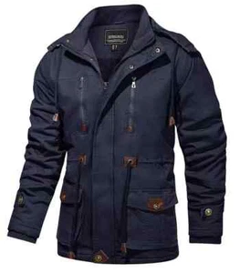 Winter Coat Thermal Fleece Lined Coats Men's Hooded Jackets Casual Outwear - Picture 1 of 26