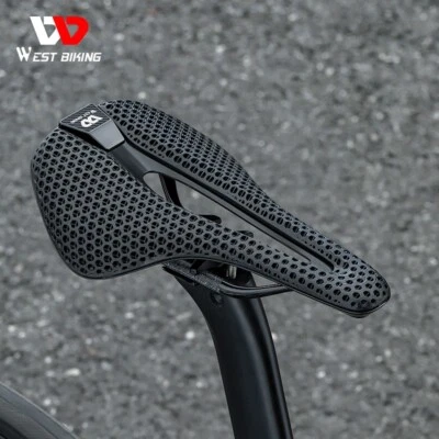 WEST BIKING 3D Printed Bicycle Saddle Ultralight Carbon Fiber Hollow Bike Saddle - Image 1 of 4