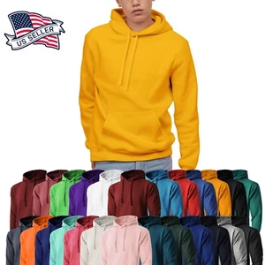 Mens HOODIE PULLOVER Sweatshirts Fleece Casual Sports Active Hooded Shirt Heavy - Picture 1 of 64