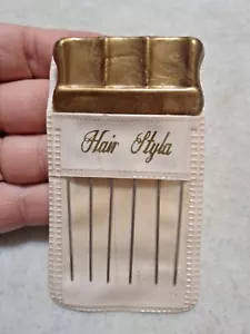 Vtg Gold Hair Styla Pick Comb Travel In Plastic Slip Case Hong Kong - Picture 1 of 3