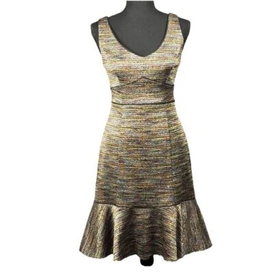 Vestido Donna Morgan Talla 6 Colorido Sin Mangas Sobre la Rodilla Volantes Dobladillo Foto 1 de 4