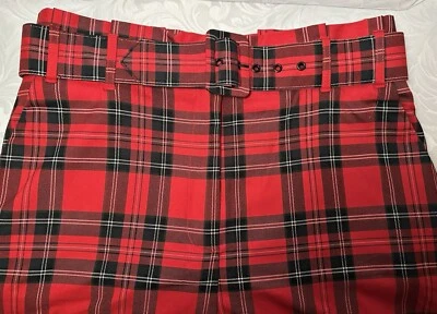 Alex Marie Festive Plaid Belted Dress Pants High Waist Wide Leg 10 - Image 1 of 4