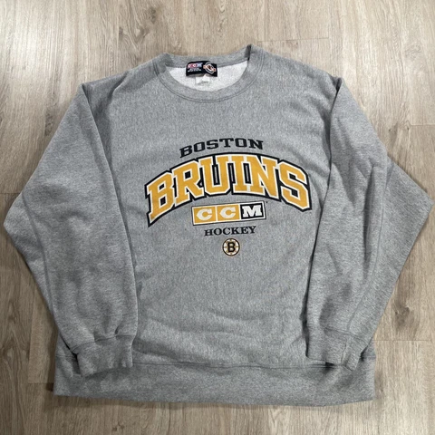 Vintage CCM Boston Bruins Sweatshirt NHL Hockey Men’s Size L/XL Gray Cover