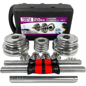 Adjustable Dumbbell Set Home Gym Cast Iron Barbell Sets with Carry Box 44lbs - Picture 1 of 12