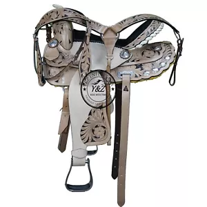 Jugend Kind Premium Leder Western Pony Miniatur Pferdesattelheft (10"" & 12") - Bild 1 von 4