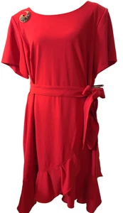 Vestido Calvin Klein Nuevo con Etiquetas Moderno en Rojo Caliente EE. UU. Talla 22W Cremallera Dorada Atrevida - Imagen 1 de 8