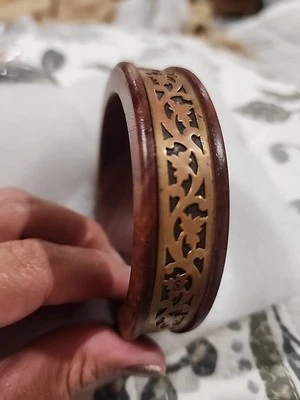 Wooden Brass Bangle Bracelet - Image 1 of 3