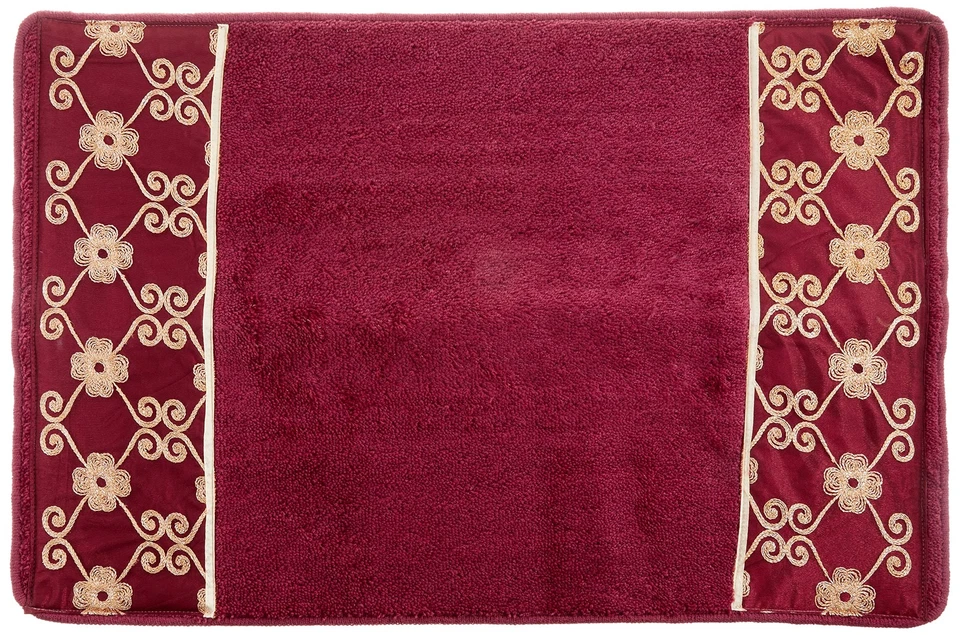 Bath Rug, Vlegant Rosa Collection, Burgundy/Gold Foto 1 de 3