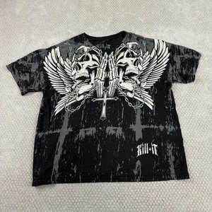 Kill It Clothing Men’s Xl Y2K AOP T Shirt Skulls Fighting MMA Grunge Skater USA - Picture 1 of 6