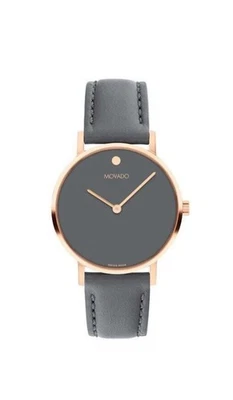 Brand New Movado Signature Women’s Rose Gold Dial Leather Strap Watch 0607902 - Image 1 of 4
