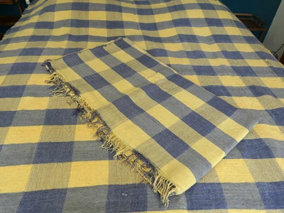 Dessus de lit, jeté canapé, tenture coton fait main vintage 195x165 - Photo 1/4