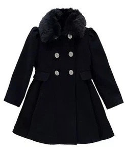 NWT Rothschild Princess Coat Rem. Faux Fur Trim Midnight - 6X, 7/8, 10/12, 14,16 - Picture 1 of 2