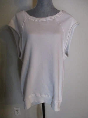 Pam & Gela FAB! Super Soft Muscle Sweatshirt w Back Zipper in White Size L  USA - Image 1 of 4