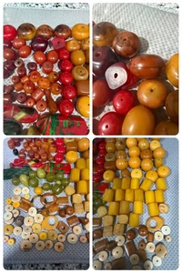Lotto perline resina fenolica bachelite catalina ciliegia ambra butterscotch 1132g+ - Foto 1 di 4