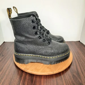 Dr Doc Martens Molly Glitter Womens Size 10 Boots Black Sparkle Lace Up Platform - Picture 1 of 10