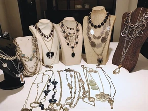 Lot of 35 Silvertone Necklaces – Layering Chains, Pendants, Statement & Vintage - Picture 1 of 8