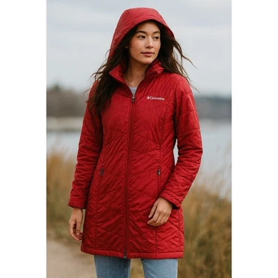 Abrigo chaqueta larga de invierno Columbia Mighty Lite OmniHeat acolchada con capucha talla XS para mujer Foto 1 de 4