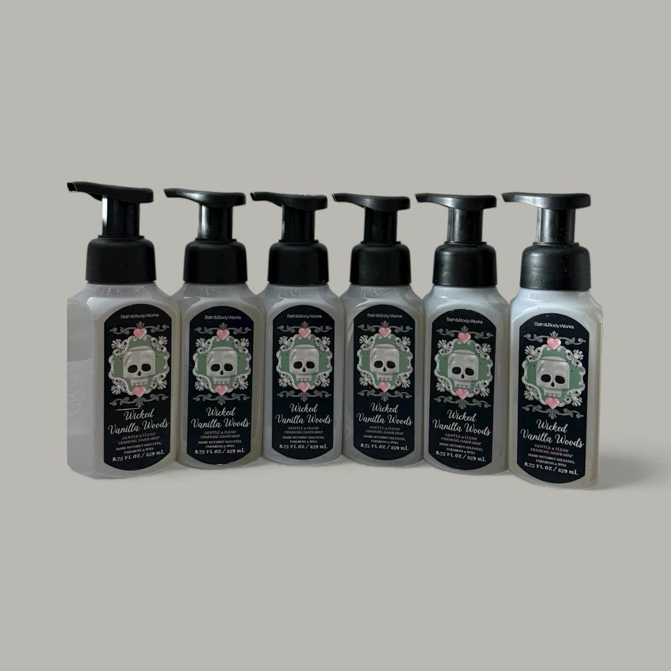 6 nuevos jabones de manos espumosos de baño y cuerpo Wicked Vanilla Woods suaves y limpios Foto 1 de 1