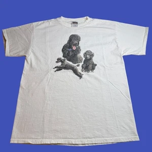Camiseta grande caniche francés negra vintage perro camiseta blanca cachorro Phil Burnett - Imagen 1 de 14