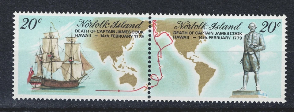 Norfolk Island Famous Capitan Cook Voyages Ship Map set 1979 MNH A-6 - Image 1 of 1