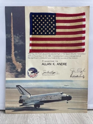 NASA Space Shuttle Columbia STS-2 Flown Flag Second Shuttle Flight 1981 MH JD - Image 1 of 4