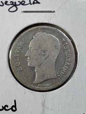 Moneda de plata de 1 bolívar de Venezuela 1926 limpiada Foto 1 de 4