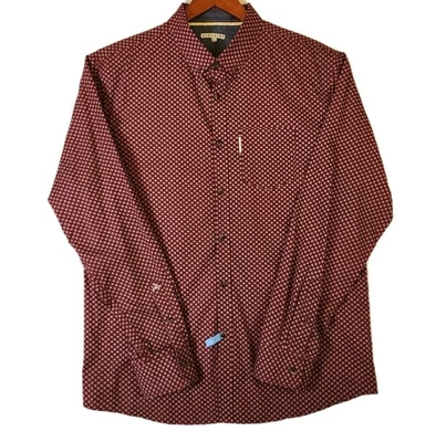 Marc Ecko Cut & Sew Shirt Large Burgundy Retro Button Down Collar Embroidered  - Image 1 of 4
