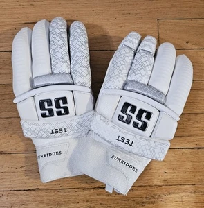 SS Sunridges Cricket Batting Gloves RH Male Test White Premium Leather  - Picture 1 of 9