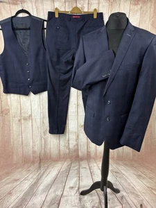 Roy Robson dunkelblau Super 110er Wolle 3 Teiler Anzug 42 Sakko Hose W34 Slim - Bild 1 von 24