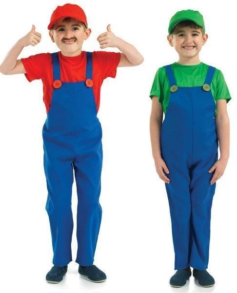 BOYS PLUMBERS MATE MARIO AND LUIGI FANCY DRESS COSTUME - Imagem 1 de 1