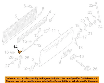 Nissan OEM 16-24 TITAN XD, TITANIO caja de recogida puerta trasera-puerta pestillo perno 011210063U Foto 1 de 2