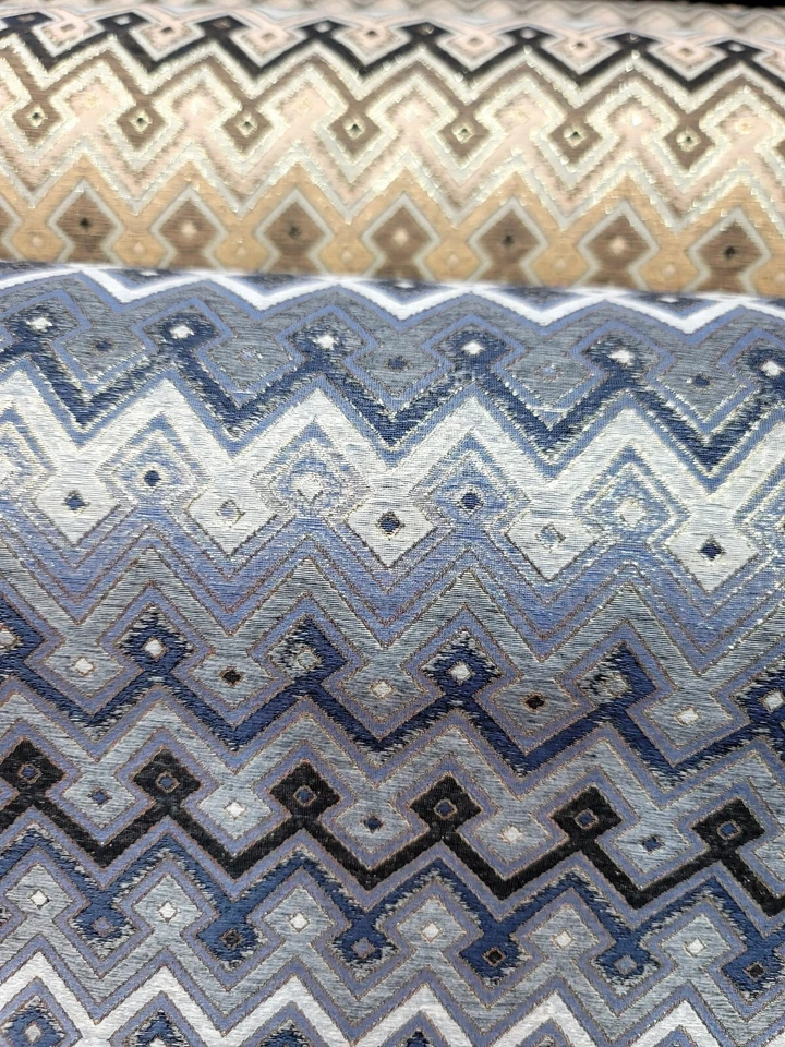 Fabric Sold By The Yard Teal Silver Gold Metallic Brocade TEXTURED JACQUARD  - Image 1 of 4