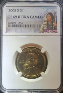 2005 S Sacagawea $1 NGC PF69 Ultra Cameo Large Portrait Label - Picture 1 of 4
